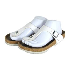 Birkenstock Women's Gizeh EU38 US9 White Birko-Flor T-strap Thong Sandals Shoes